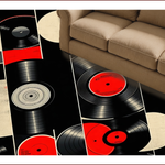 Ultra Soft Area Rug, Non Slip, Stain Resistant, Washable Area Rugs for Living Room, Bedroom, Music Record Vinyl Round(Black) - ODIKA