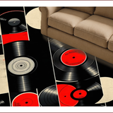 Ultra Soft Area Rug, Non Slip, Stain Resistant, Washable Area Rugs for Living Room, Bedroom, Music Record Vinyl Round(Black) - ODIKA