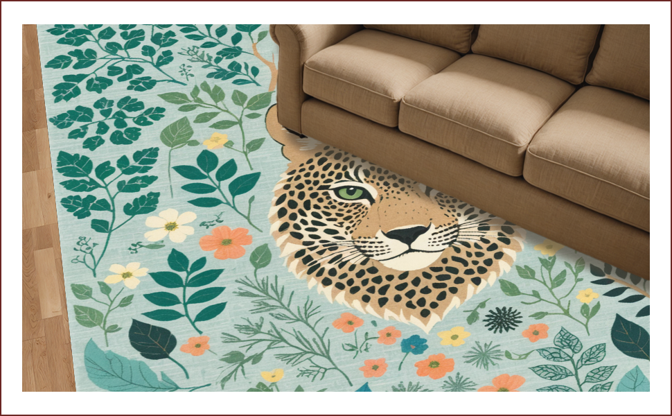 Ultra Soft Area Rug, Non Slip, Stain Resistant, Washable Area Rugs for Living Room, Bedroom, Modern Colorful Jungle Animal Play Rug(Gray) - ODIKA