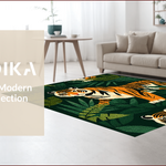 Ultra Soft Area Rug, Non Slip, Stain Resistant, Washable Area Rugs for Living Room, Bedroom, Botanical Jungle Vintage(Green) - ODIKA