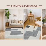 Modern Rustic Shag with Geometric Elements(Black)