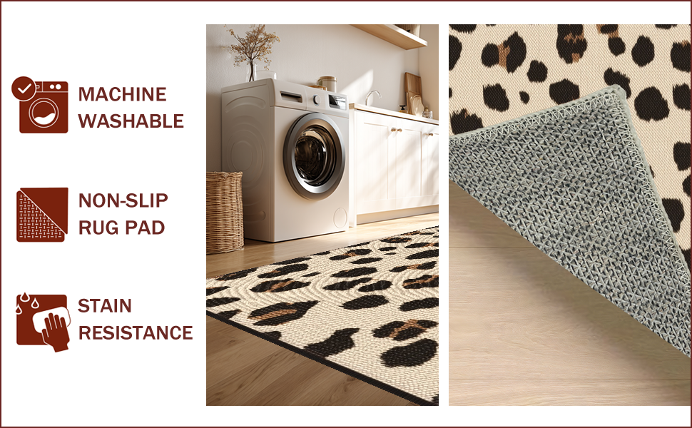 Ultra Soft Area Rug, Non Slip, Stain Resistant, Washable Area Rugs for Living Room, Bedroom, Modern Beige Leopard Print Plush Rug(Beige) - ODIKA