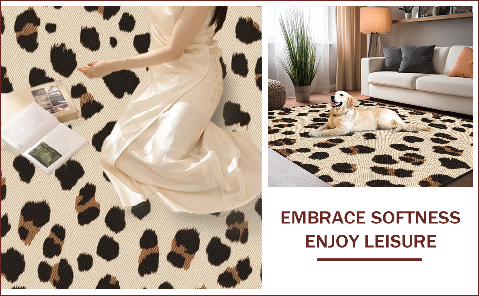 Ultra Soft Area Rug, Non Slip, Stain Resistant, Washable Area Rugs for Living Room, Bedroom, Modern Beige Leopard Print Plush Rug(Beige) - ODIKA