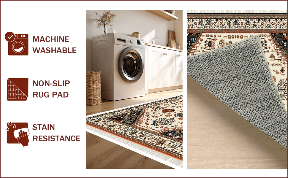 Ultra Soft Area Rug, Non Slip, Stain Resistant, Washable Area Rugs for Living Room, Bedroom, Boho Non-Shedding Living Room Rug(White) - ODIKA