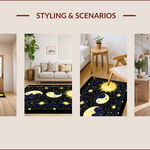 Ultra Soft Area Rug, Non Slip, Stain Resistant, Washable Area Rugs for Living Room, Bedroom, yin yang zodiac constellation(Gold) - ODIKA