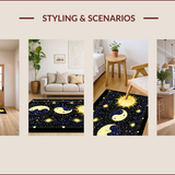 Ultra Soft Area Rug, Non Slip, Stain Resistant, Washable Area Rugs for Living Room, Bedroom, yin yang zodiac constellation(Gold) - ODIKA