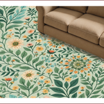 Ultra Soft Area Rug, Non Slip, Stain Resistant, Washable Area Rugs for Living Room, Bedroom, Botanical Insect Boho Floral(Green) - ODIKA