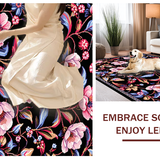 Elegant Black Pink Botanical Motif(Black)