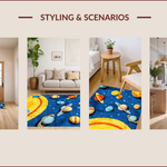 Ultra Soft Area Rug, Non Slip, Stain Resistant, Washable Area Rugs for Living Room, Bedroom, Outer Space Planet Theme(Blue) - ODIKA