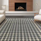 Artisan Handcrafted Black and White Tiled(Beige)