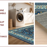 Ultra Soft Area Rug, Non Slip, Stain Resistant, Washable Area Rugs for Living Room, Bedroom, Vintage Boho Oriental Jungle(Blue) - ODIKA