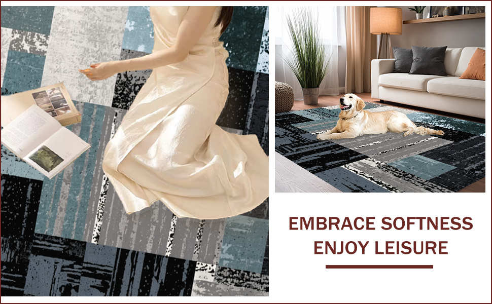 Ultra Soft Area Rug, Non Slip, Stain Resistant, Washable Area Rugs for Living Room, Bedroom, Abstract Circle Modern Carpet(Gray) - ODIKA