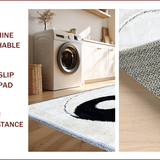 Ultra Soft Area Rug, Non Slip, Stain Resistant, Washable Area Rugs for Living Room, Bedroom, Modern Yin Yang Washable Living Room Rug(White) - ODIKA
