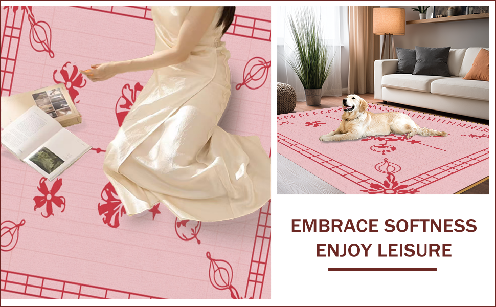 Ultra Soft Area Rug, Non Slip, Stain Resistant, Washable Area Rugs for Living Room, Bedroom, Cowgirl Boots Disco(Pink) - ODIKA