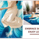 Ocean Blue Waves Non Slip Mat(Blue)
