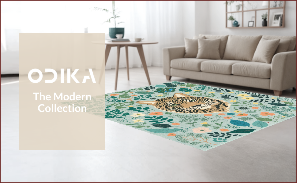 Ultra Soft Area Rug, Non Slip, Stain Resistant, Washable Area Rugs for Living Room, Bedroom, Modern Colorful Jungle Animal Play Rug(Gray) - ODIKA