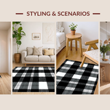 Rustic Black and White Check Motif(Black)