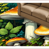 Vintage Mushroom Non Slip Kitchen Mat(Orange)