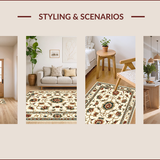 vintage floral low pile(Beige)