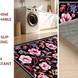 Elegant Black Pink Botanical Motif(Black)
