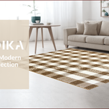 Classic Checkered Dorm Room High Pile Area(Beige)