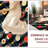 Ultra Soft Area Rug, Non Slip, Stain Resistant, Washable Area Rugs for Living Room, Bedroom, Retro Music Theme Non-Slip Bath Decor(Red) - ODIKA