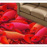 Vibrant Red Fish Coastal Entryway Non Slip Doormat(Red)