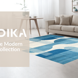 Abstract Irregular Blue Cream Motif(Blue)