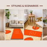 Dynamic Basketball Motif Round Mat(Orange)