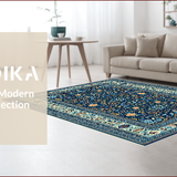 Ultra Soft Area Rug, Non Slip, Stain Resistant, Washable Area Rugs for Living Room, Bedroom, Vintage Boho Oriental Jungle(Blue) - ODIKA