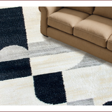 Abstract Geometric Ivory Black High Traffic(Beige)
