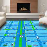 Playful Cartoonish City Scene(Blue)