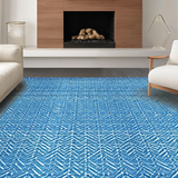 Contemporary Swedish Blue Patterned Accent(Blue)