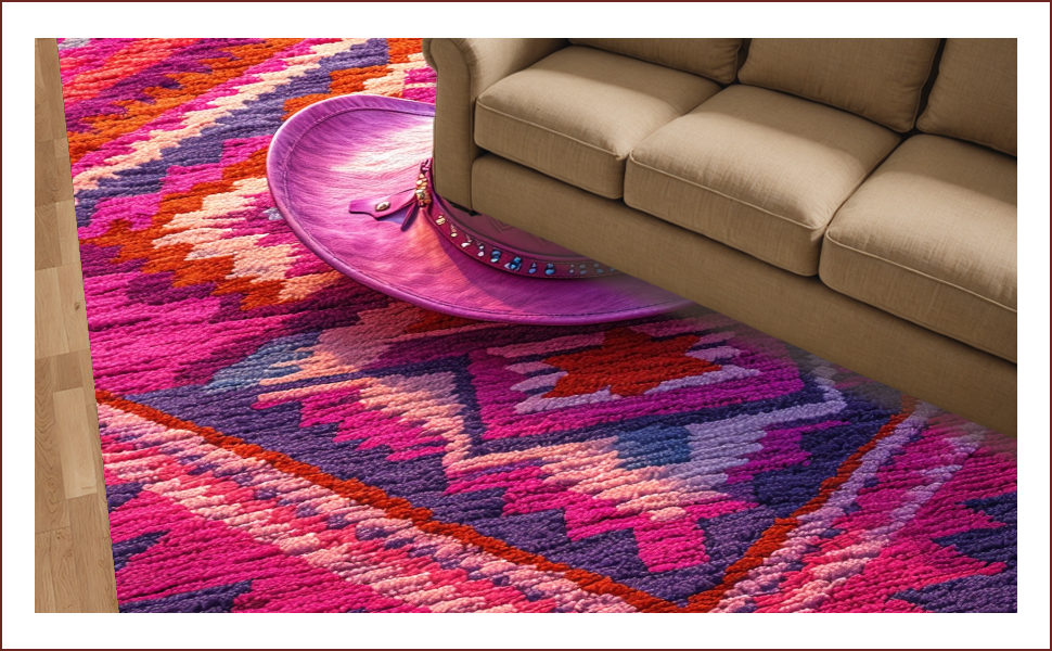 Ultra Soft Area Rug, Non Slip, Stain Resistant, Washable Area Rugs for Living Room, Bedroom, Funky Western Cowgirl Non-Slip Bath Mat(Pink) - ODIKA