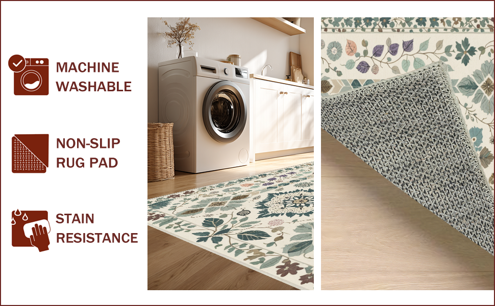 Ultra Soft Area Rug, Non Slip, Stain Resistant, Washable Area Rugs for Living Room, Bedroom, Modern Beige Stain-Resistant Kitchen Runner(Beige) - ODIKA