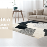 Modern Abstract Ivory Black Non Shedding(Black)