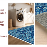 Transitional Dark Blue Playroom Non Shedding(Blue)