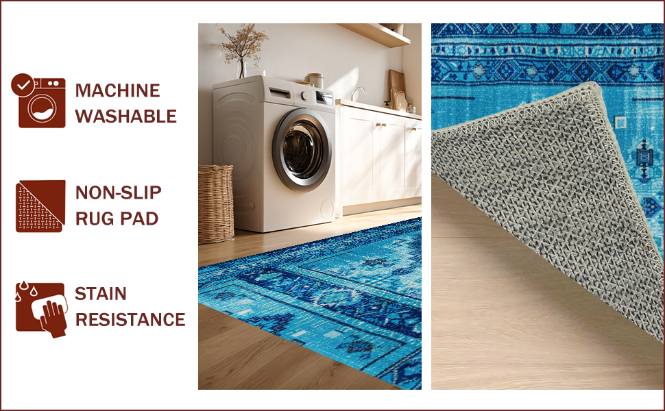 Ultra Soft Area Rug, Non Slip, Stain Resistant, Washable Area Rugs for Living Room, Bedroom, Carousel Kids Playroom(Blue) - ODIKA