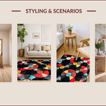 Ultra Soft Area Rug, Non Slip, Stain Resistant, Washable Area Rugs for Living Room, Bedroom, Vinyl Record Pattern Doormat(Red) - ODIKA