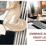Modern Stripe Symphony Black and White Geometric Patterned(Black)