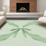 Aesthetic Scallop Bath Mat Boho Bowknot(Green)