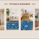 Transitional Dark Blue Playroom Non Shedding(Blue)