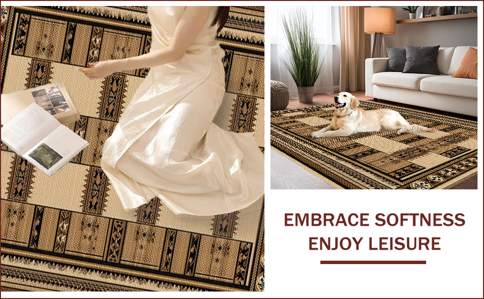 Ultra Soft Area Rug, Non Slip, Stain Resistant, Washable Area Rugs for Living Room, Bedroom, Rustic Cowhide Living Room Accent(Beige) - ODIKA