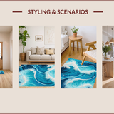 Ocean Blue Wave Poolside Entryway Mat(Blue)