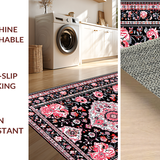 Whimsical Patterned Floral Scene(Black)