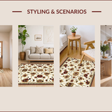 Vintage Floral Non Slip Dining Room(Beige)