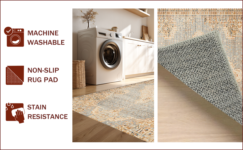 Ultra Soft Area Rug, Non Slip, Stain Resistant, Washable Area Rugs for Living Room, Bedroom, Handmade Distressed Wool Viscose(Beige) - ODIKA