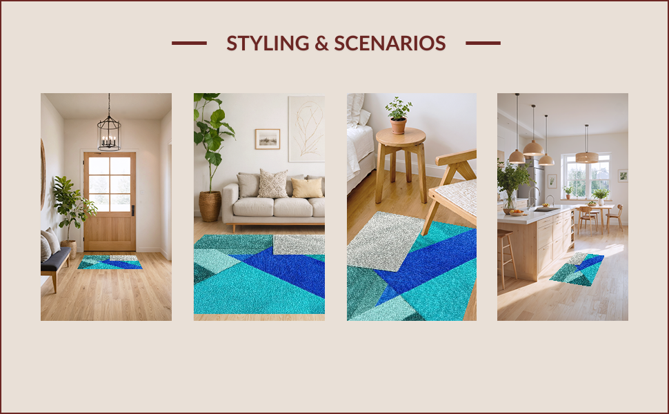 Ultra Soft Area Rug, Non Slip, Stain Resistant, Washable Area Rugs for Living Room, Bedroom, Modern Abstract Stain Resistant Living Room(Blue) - ODIKA