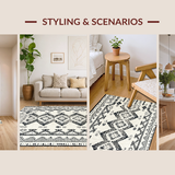 Modern Abstract Beige and Gray Motifs(Black)