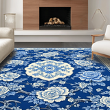 Transitional Blue Floral Elegance(Blue)